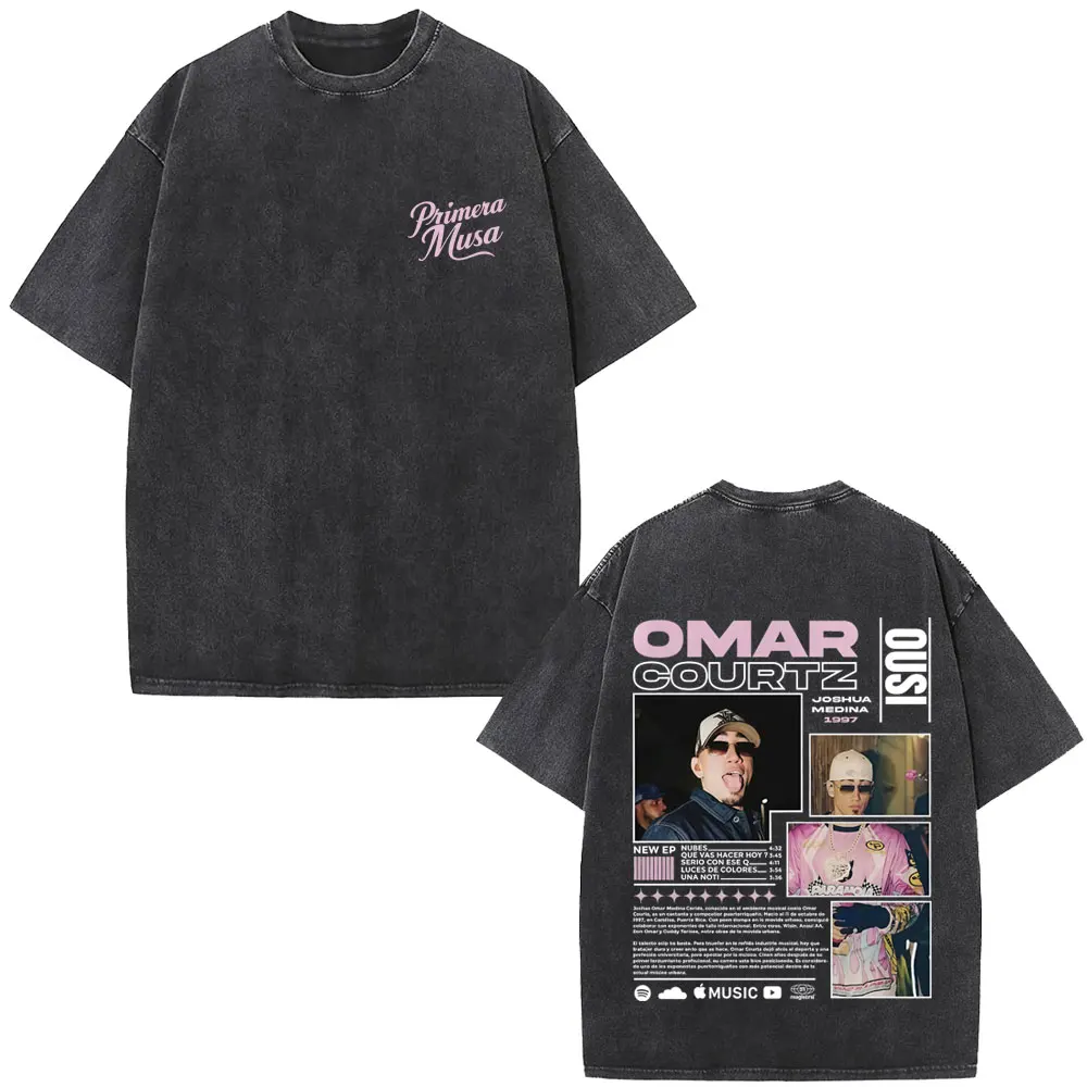 

Rapper Omar Courtz Primera Musa Washed Vintage T-shirt Men Women Clothing Hip Hop Fashion T Shirt Men's Casual Cotton T-shirts