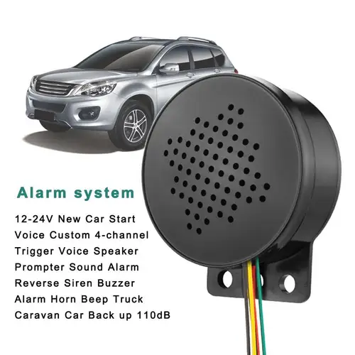 Imagen 2 del producto Nuevo arranque de coche, voz personalizada, recordatorio de pasajeros de voz, 4 canales, 12-24V, altavoz de voz, bocina de alarma, zumbador de sirena inverso