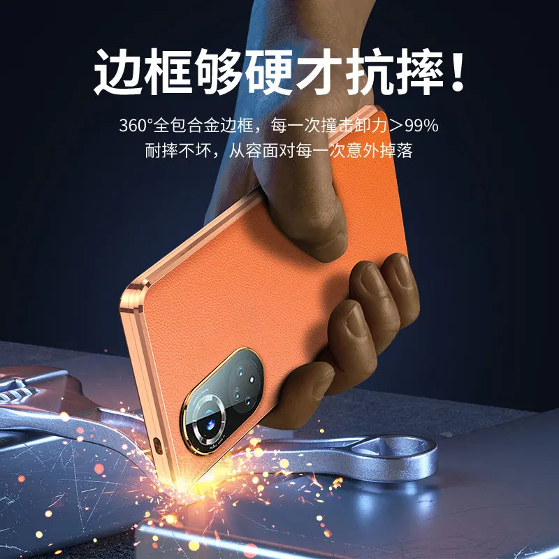 360 Full Protection Metal Bumper Clear Front Glass Case For Honor 50 5G NTH NX9 with Back PU Leather Skin Cover Phone Protector