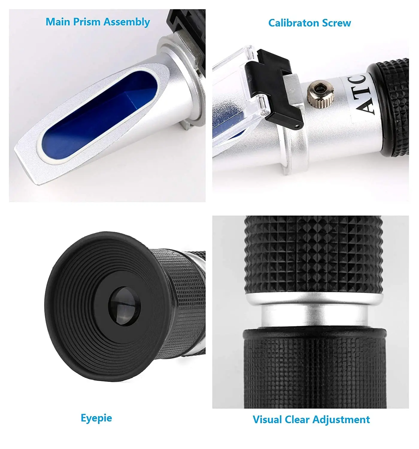 Wine Refractometer Brewing Measuring Sugar Content in Original Grape Juice & Predicting Wine Alcohol Brix 0-40% ​Alcohol 0-25% V