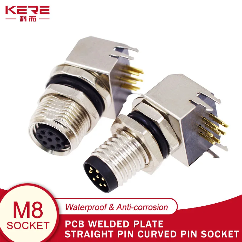 kere 10 pcs m8 pinos masculino feminino curvo straight jack soquete de solda ip67 68 impermeavel conector do painel pcb 01