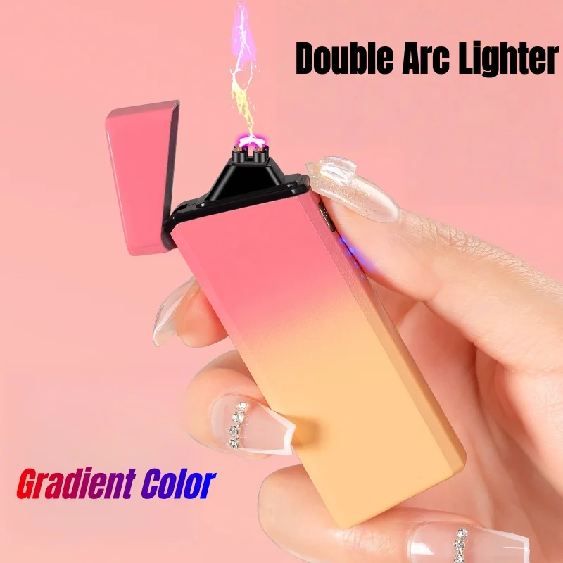 

NEW Portable Gradient Color Flameless Igniter USB Rechargeable Double Arc Lighter Cigarette Accessories Gift Gadgets for Women