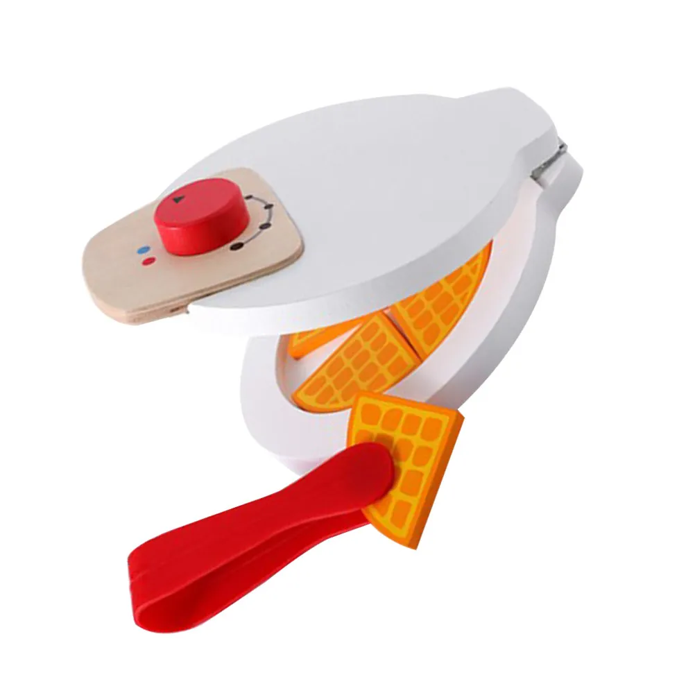 Wooden Simulation Kitchen Cooking Utensils Set White Creative Pancake Machine Helping Kids Imagination Learning Hand Eye