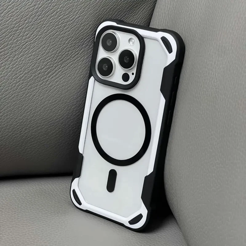 Hit Color Bumper Shockproof Magnetic Phone Case for iPhone 16 17pro max 15 14 Pro 13 11 12 Wireless Charging Hard Acrylic Cover