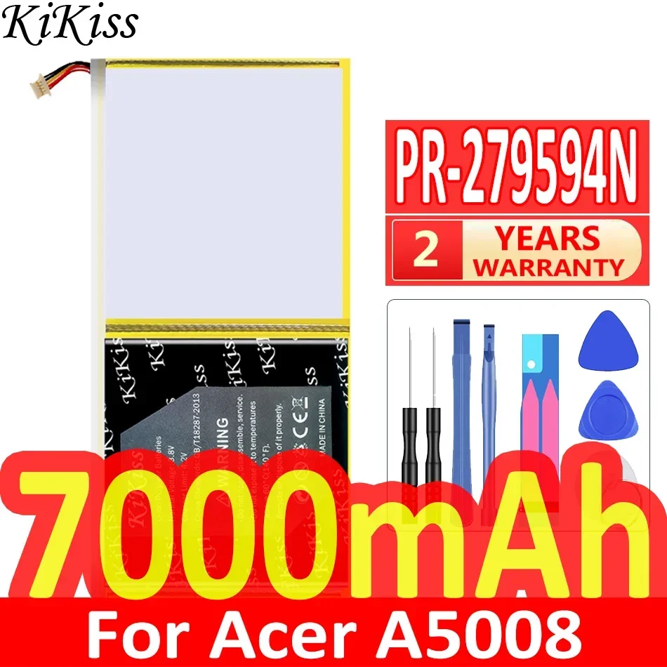 

7000mAh KiKiss Powerful Battery PR-279594N PR279594N For Acer A5008 Iconia One 10 One10 B3-A20 B3-A30 Iconia 10 Iconia10 A3-A40