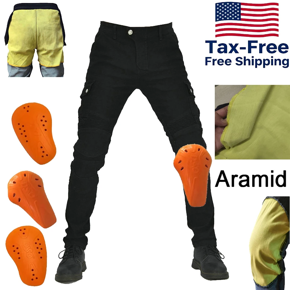 

Aramid Fiber Motorcycle Jeans with Reinforced Fireproof Knee Protection for Men Riding Touring Gear