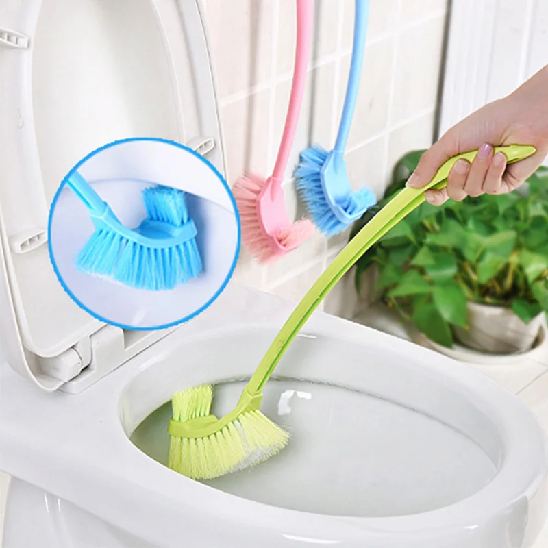 Bathroom Cleaning Brush Toilet Cleaning Brush Plastic Toilet Brush Scrubber Curved Clean Side Bending Handle Corner Brush New