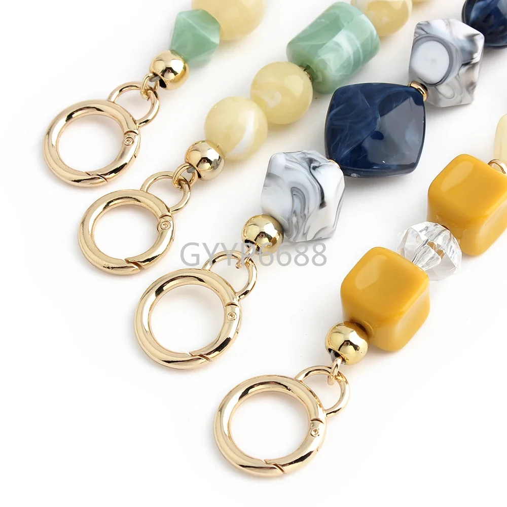 2/5/10PCS Candy Color Wooden Bag Handle Clutch Purse Frame With Macaroon Resin Chain For DIY Bags Crossbody Handbag Accessories