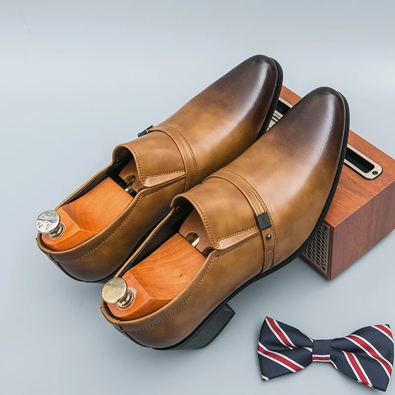

Business Men Formal Leather Shoes Men Casual Height-increasing One-foot Comfortable Fashionable Pointed-toe Brand Shoes Men