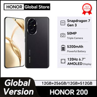 Original Global Version HONOR 200 5G Smartphone 6.7'' AMOLED Display Snapdragon 7 Gen 3 5200mAh Battery HONOR 100W SuperCharge
