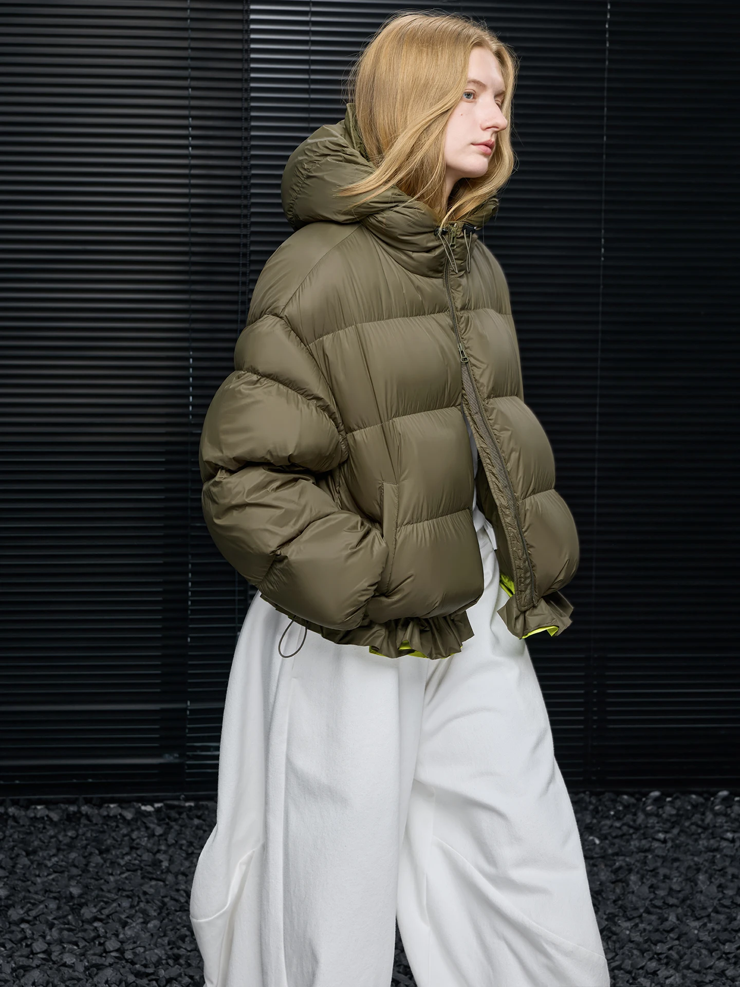 

Loose ort Hooded Women's down Jaet 2025 Winter New Sle Color Blo Lace Design Street Sle Warm Long Sve Zipper