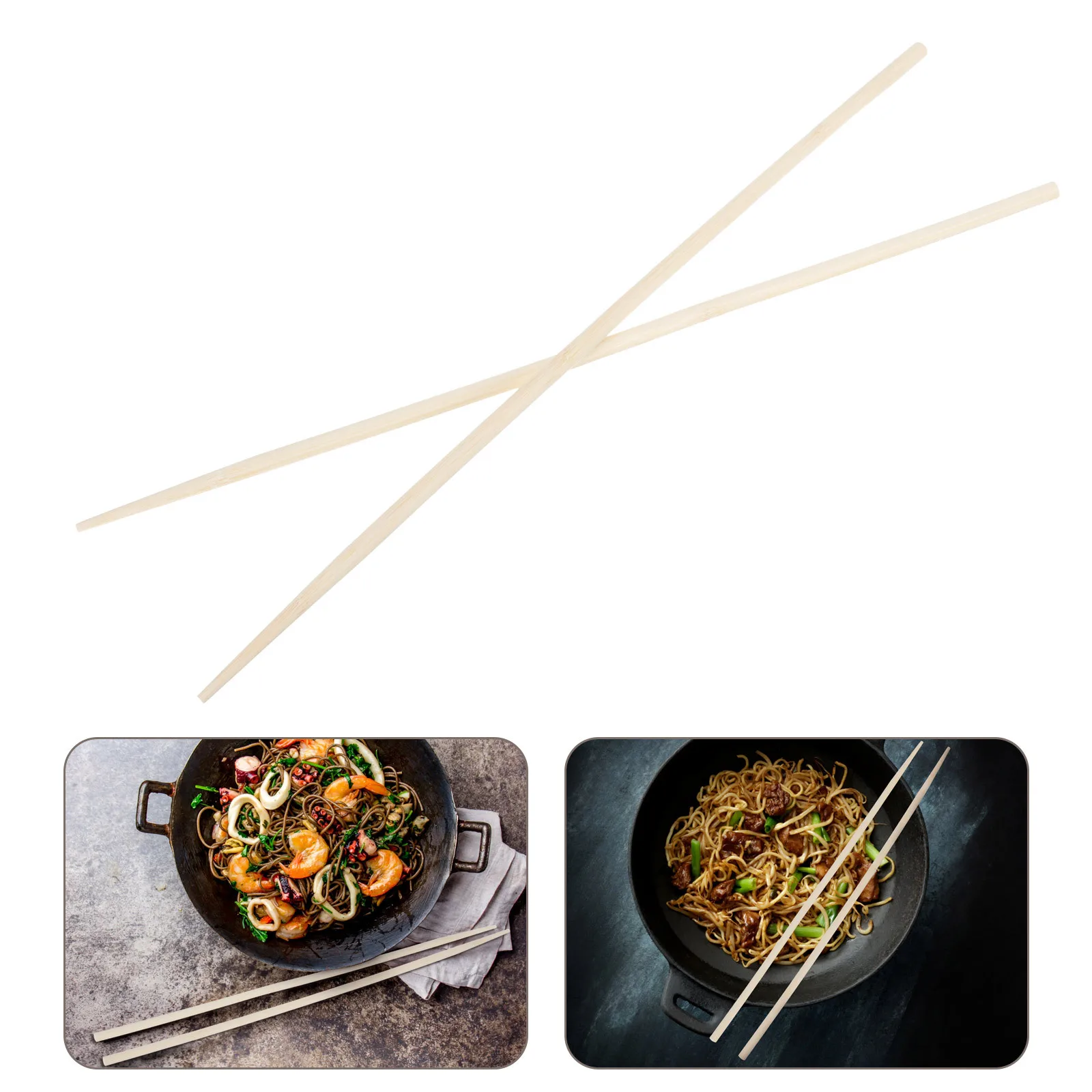 

10Pairs White Wood Chopsticks Extra Long Cooking Chopsticks for Frying Hot Pot Noodles Barbecue Kitchen Essential
