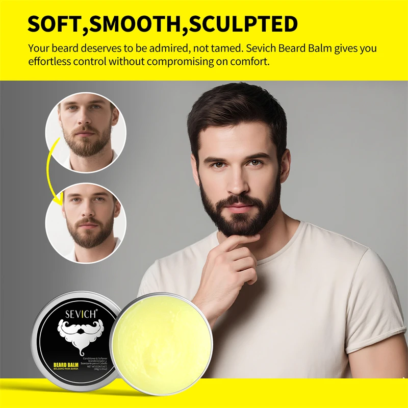 SEVICH Natural Beard Balm Wax for Men Moisturizing Smoothing Beard Styling Cream Beard Growth Oil Professional Beard Care