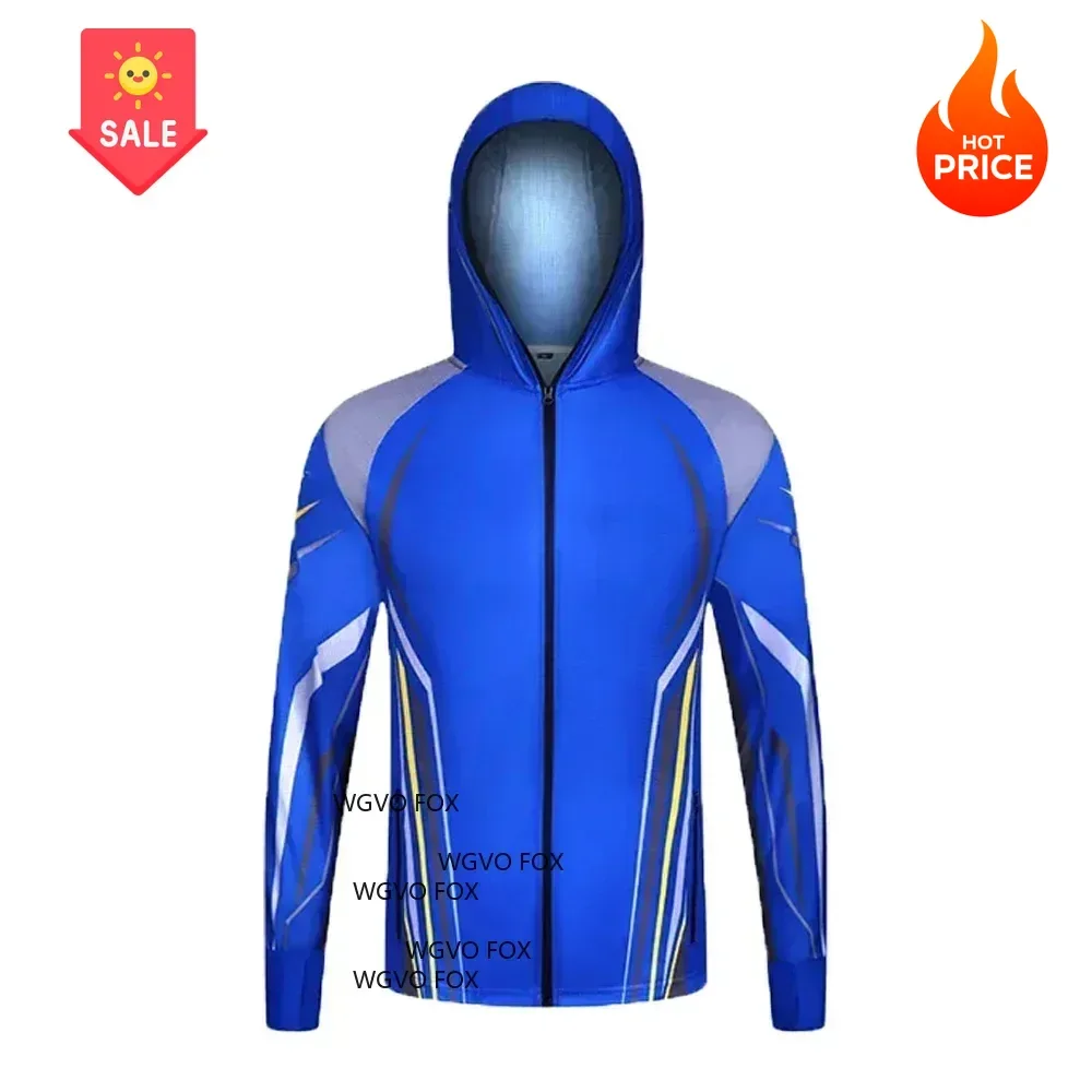 قمصان الصيد طويلة الأكمام الأشعة فوق البنفسجية حماية مقنعين ملابس الصيد سريعة الجافة قمصان طويلة الأكمام الملابس المضادة للأشعة فوق البنفسجية قميص لصيد الأسماك #1