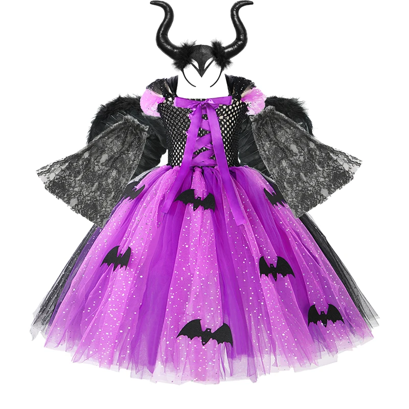 

Halloween Costumes Disney Girls Maleficent Cosplay Costume Dress Witch Costume Vampirina Dresses for Kids Evening Party Clothing