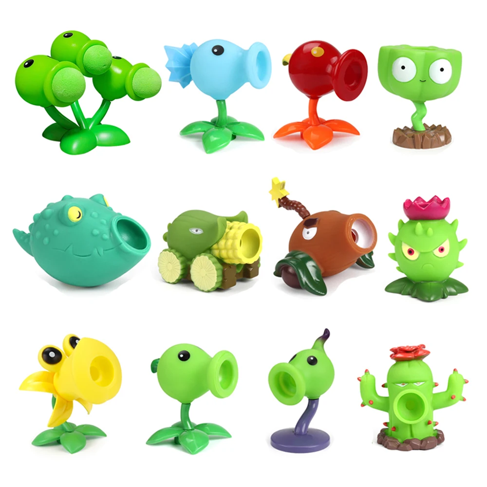 PLANTS VS ZOMBIES PVZ 2 Model Doll Soft Glue Peashooter Coconut Cannon Cactus Action Figures Shooting Toys Child Birthday Gifts
