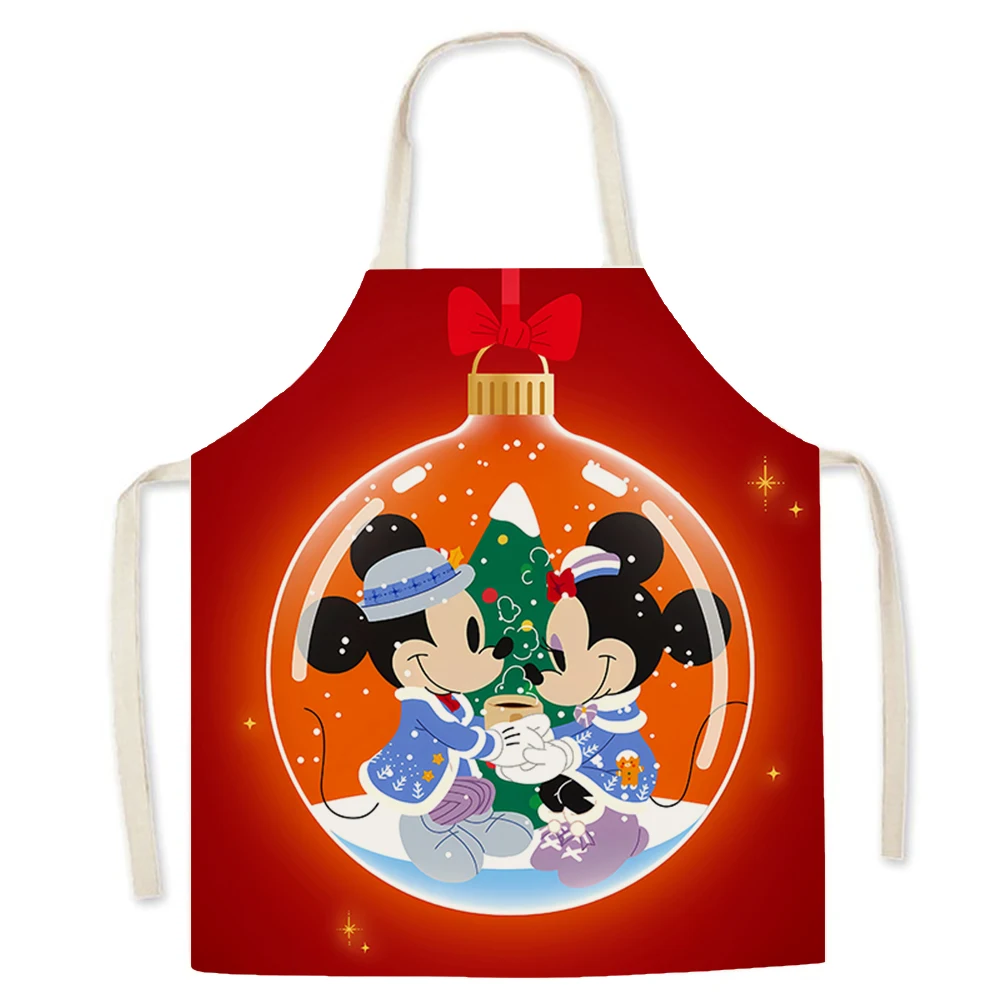 Disney Christmas Decorative Apron Mickey Duffy Family Print Children\'s Bib Kitchen Restaurant Waiter Chef Apron Anti-fouling