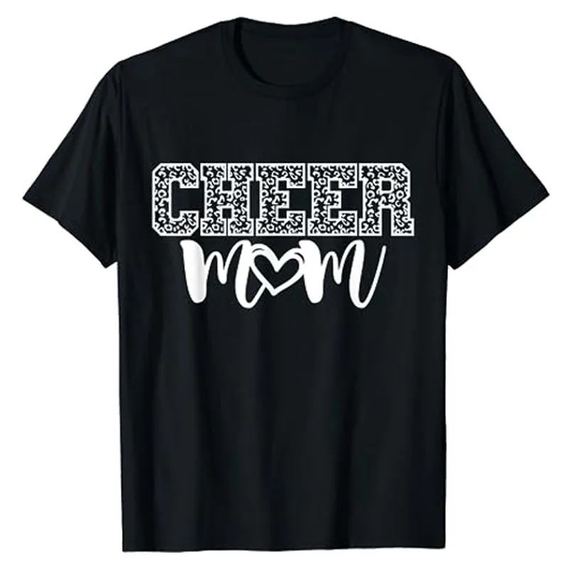 

Cheer Mom, Cheerleading Mom T-Shirt Mother's Day Mama Gift Women's Fashion Sayings Graphic Tee Tops Cool Mommy Birthday Present