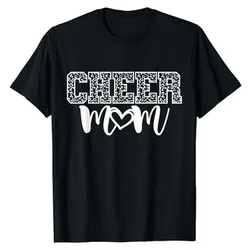 Cheer Mom, Cheerleading Mom T-Shirt Mother's Day Mama Gift Women's Fashion Sayings Graphic Tee Tops Cool Mommy Birthday Present