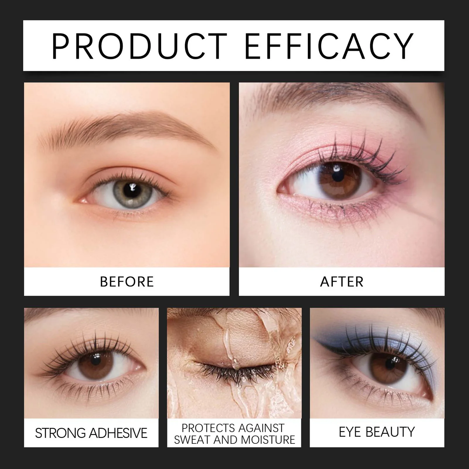 Mascara arricciacapelli, potenziatore delle ciglia impermeabile a lunga durata, strumenti per il trucco degli occhi con volume spesso per l'allungamento delle ciglia a prova di sbavature