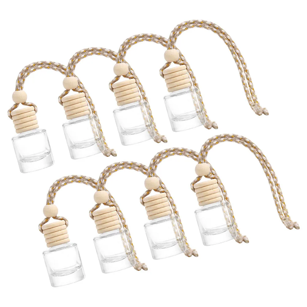 

8Pcs Car Hanging Perfume Bottles Glass Pendants Aroma Diffuser Interior Decoration Perfume Bottle Essential Oil Diffuser