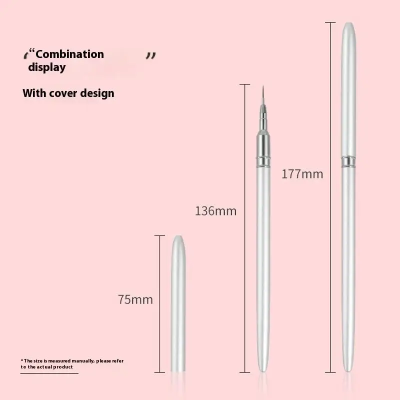 Pennelli per nail art in argento 5 dimensioni Pittura Nail Design Pen Detail Brush 7/9/11/15/20mm Strumento di disegno per linee Penna per manicure