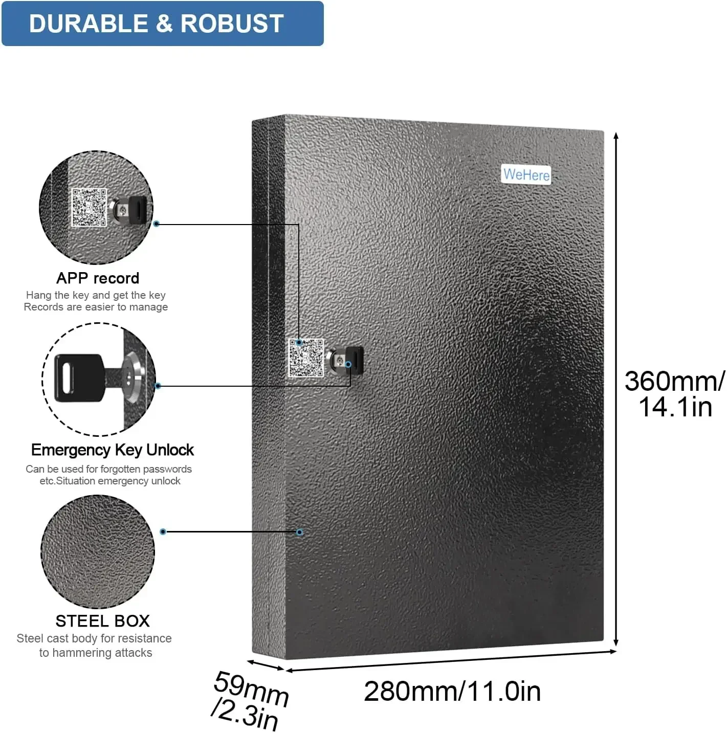 Made of Steel Key Safe Box New Multi Keys Storage Box Spare Car Keys Storage Organizer Box for Home Office Factory Store Use