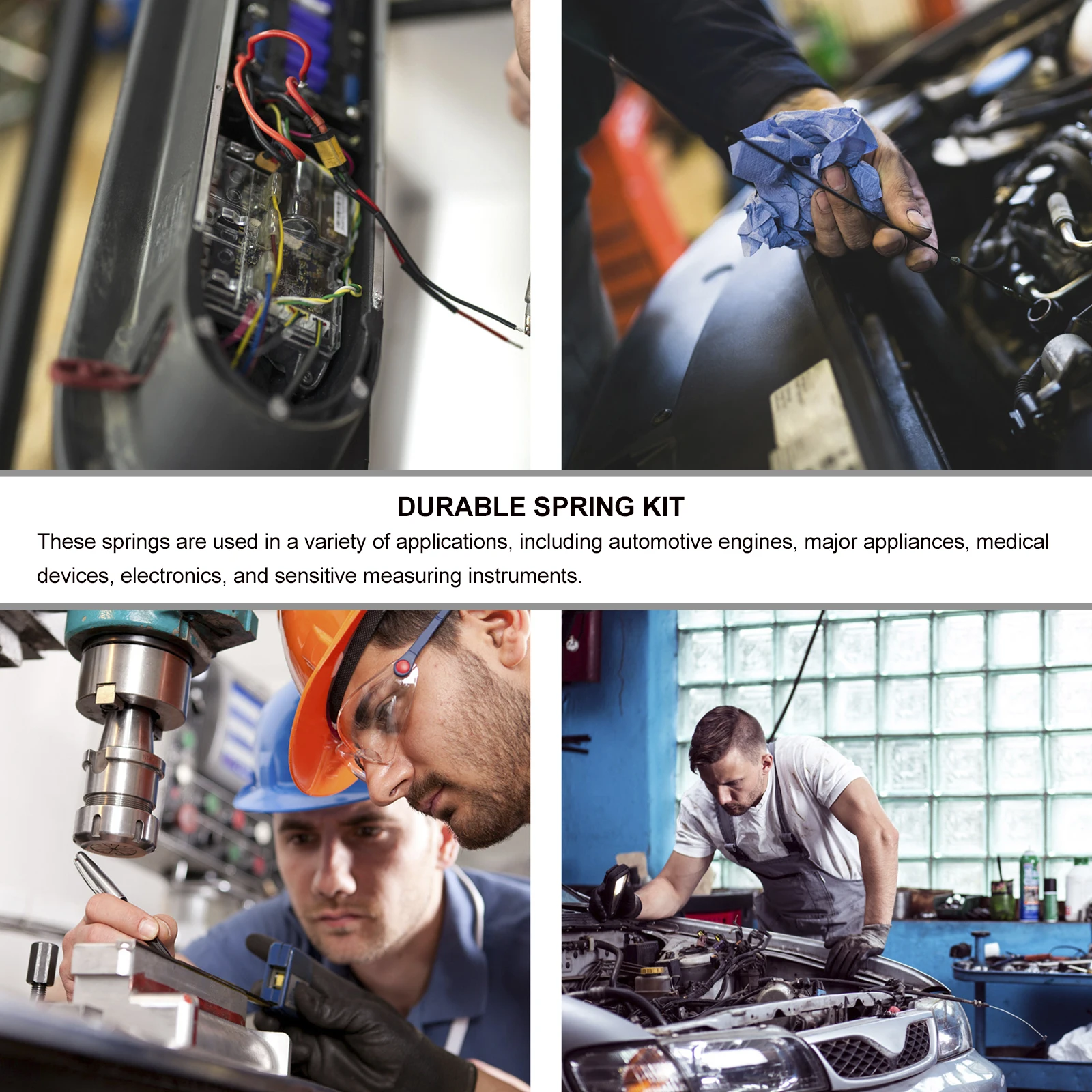 

200Pcs Steel Spring Assortment Kit Flexible Tension Springs for Engines Electronics Measuring Instruments Repairs