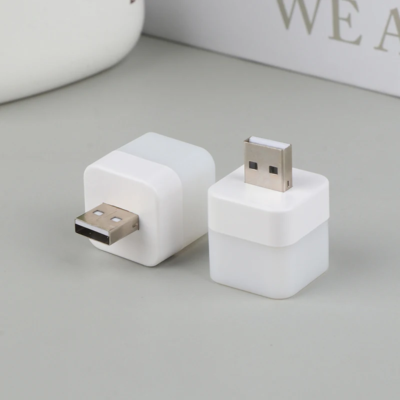 Lampu malam Led Mini USB portabel, pelindung mata persegi untuk komputer meja pengisi daya ponsel 1 buah