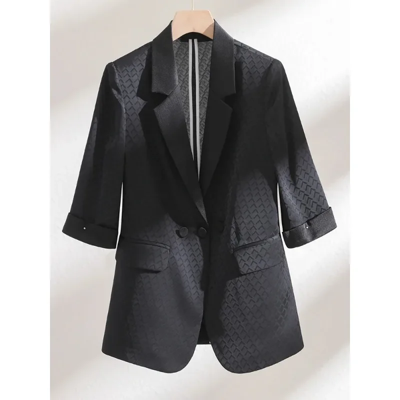 Blazer de meia manga para mulheres, branco, verde, preto, senhoras do escritório, roupas de trabalho, jaqueta formal, primavera, verão