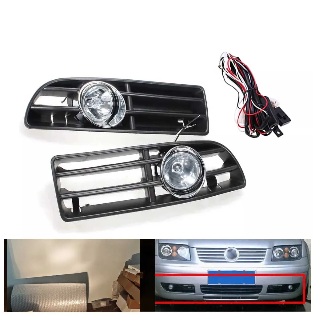 

2Pcs/Set 12V BUMPER GRILLE & FOG LIGHT FOR VW BORA 99-04 Clear Lens Amber Light