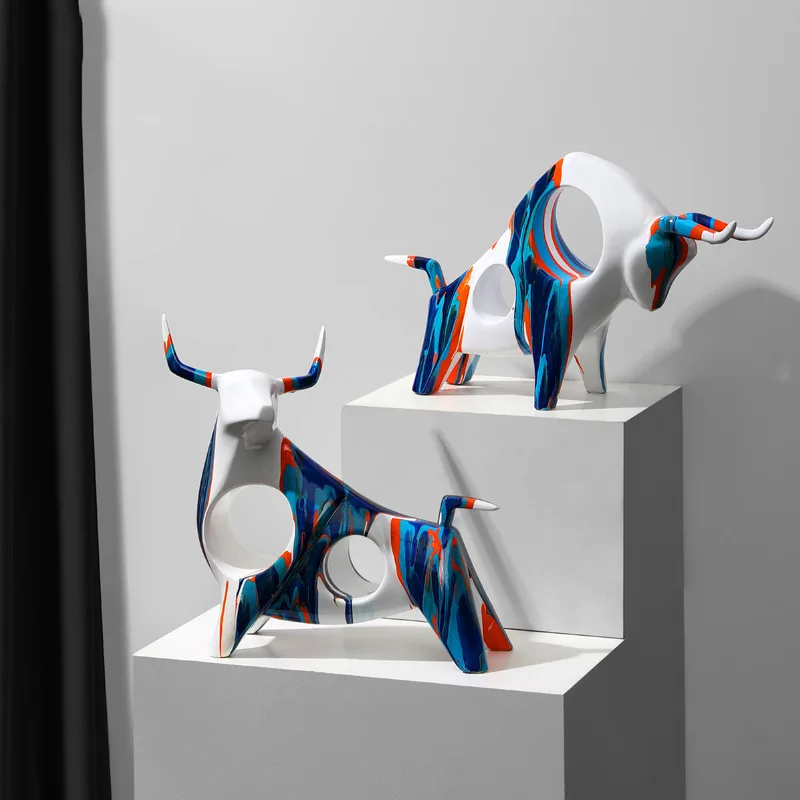 Painted Art Splashing Color Cow Decoration Light Luxury Creative Room TV Cabinet Entrance Model Room Desktop Decoration Gift - Image 3