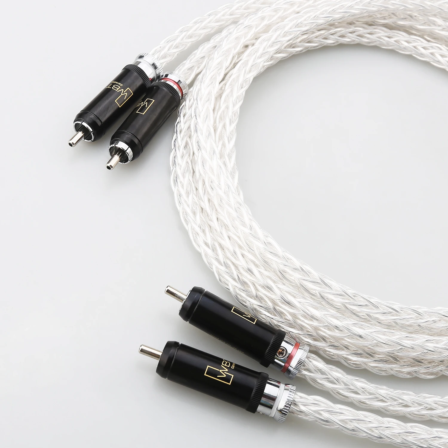 Pair 6Ag Silver Plated OCC HiFi Car Audio RCA Signal Interconnect Cable PTFE