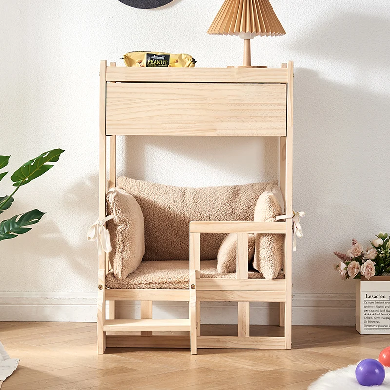

2 Layers Cat Bed Solid Wood Pet House for Cats & Small Dogs All Seasons Comfortable Kennel Cozy Safe Shelter for Kitten/Puppy