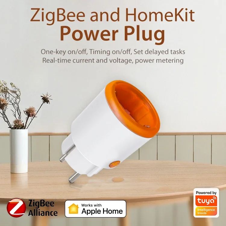 Tuya Zigbee 3.0 Smart Plug EU 16A Power Monitor Outlet Socket Tuya Smart Life Remote Control Work for Homekit Alexa /Google Home