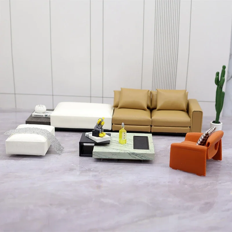 

1/20 1/25 Dollhouse Simulation Sofa Tea Table Model Funiture Accessories For Doll House Decor Kids Pretend Play Toys Gift