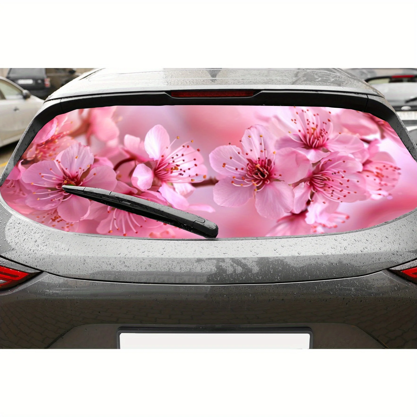 

Pink Cherry Blossom PVC Perforated Car Vinyl Wraps, Privacy Enhancing Design for Rear Window, Car Rear Windshield Sticker for Mo