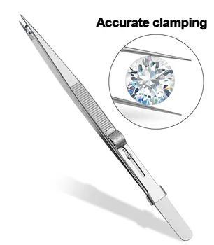 プロのステンレス鋼ピンセット,ジュエリー修理用固定ロック,ダイヤモンドジュエリー製造,多目的クリップ