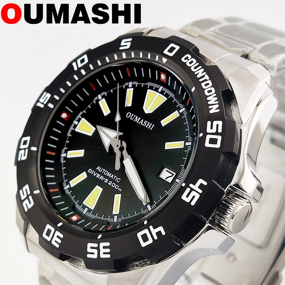 

OUMASHI-44mm NH35 Watch Luxury Classic Business Glow-in-the-dark Dive 200bar Large dial sapphire glass mechanical men's watch