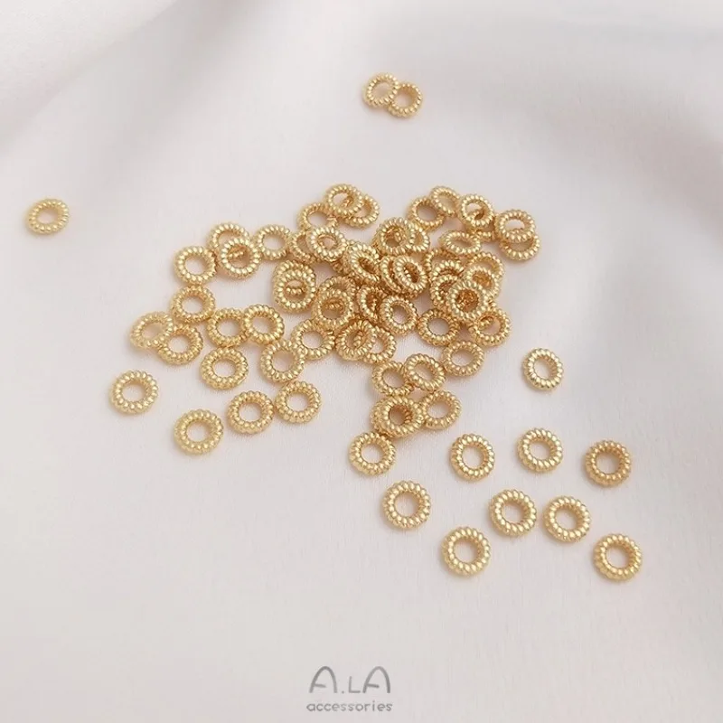 Color Retention 14K Gold Twist Closed Ring Accessories 4.5mm Manual Connection Ring DIY Bracelet Jewelry Bead Ring