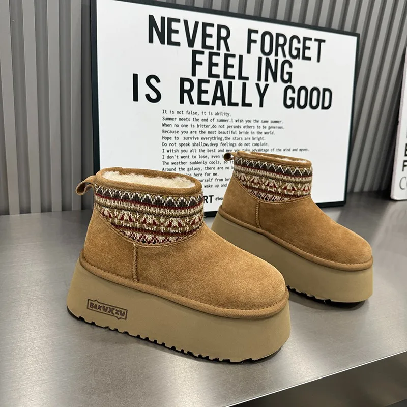 

Women's Thi Bot 6cm Winter Boots National Sle Snow Boots Warm Cotton oes Korean Version ort Tube Waterproof Platform