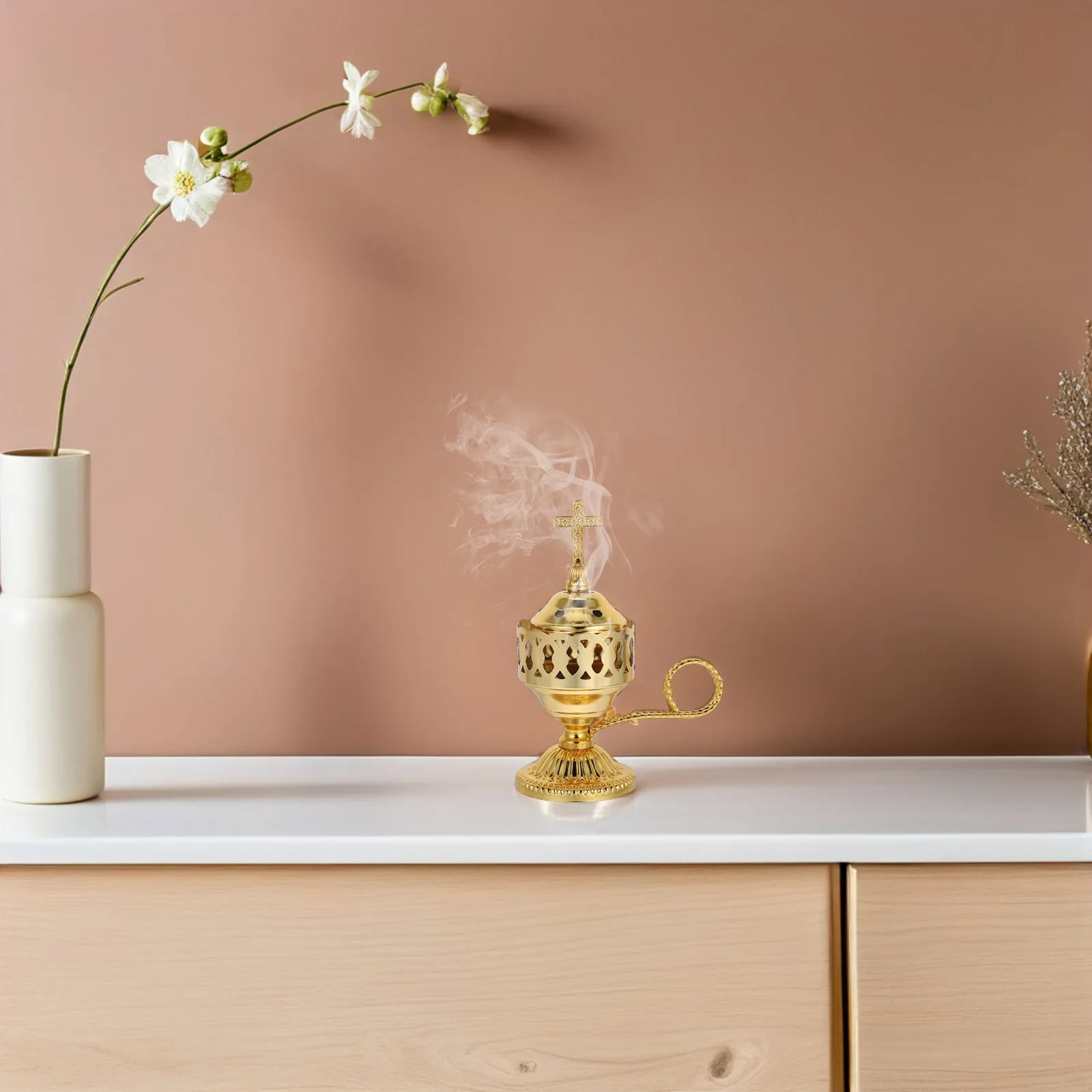 

Mini Incense Burner Middle Censer for Bakhoor Aromatherapy No Electric Wax Melt Burner Home Decor Gift Idea