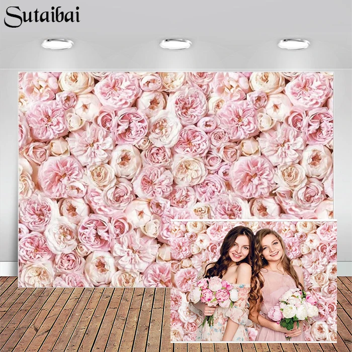 Flowers Backdrops Valentines Day Rose Blooms Bridal Baby Shower Wedding Lover Portrait Floral Birthday Decor Photo Background