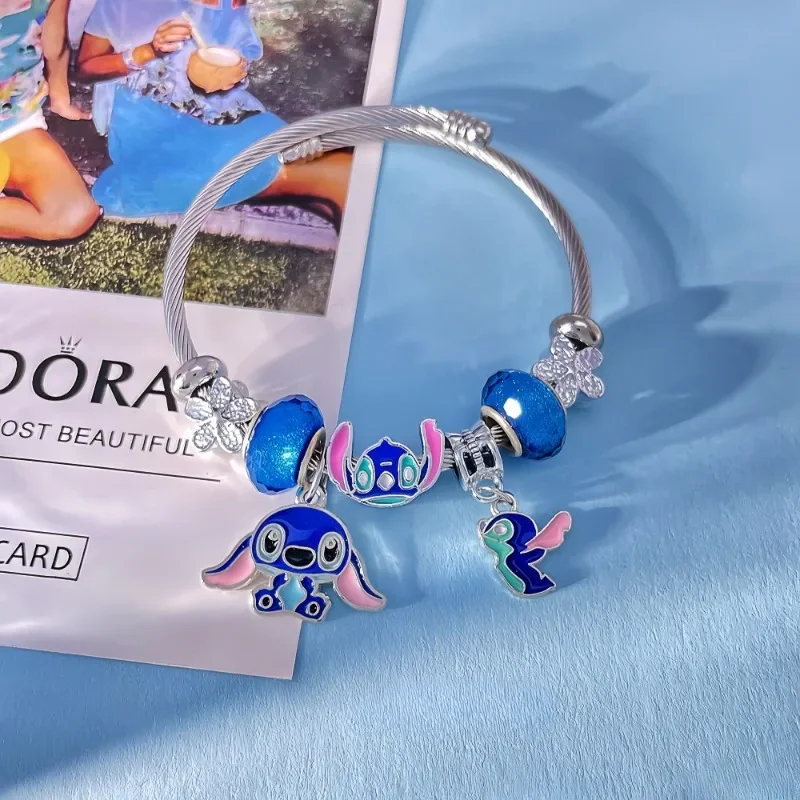 2025 Stitch Pandora Bracelet Jewelry Cute Anime Stitch Bangles Charms Beads Kawaii Cartoon Kids Pulsera Girls Christmas Gifts