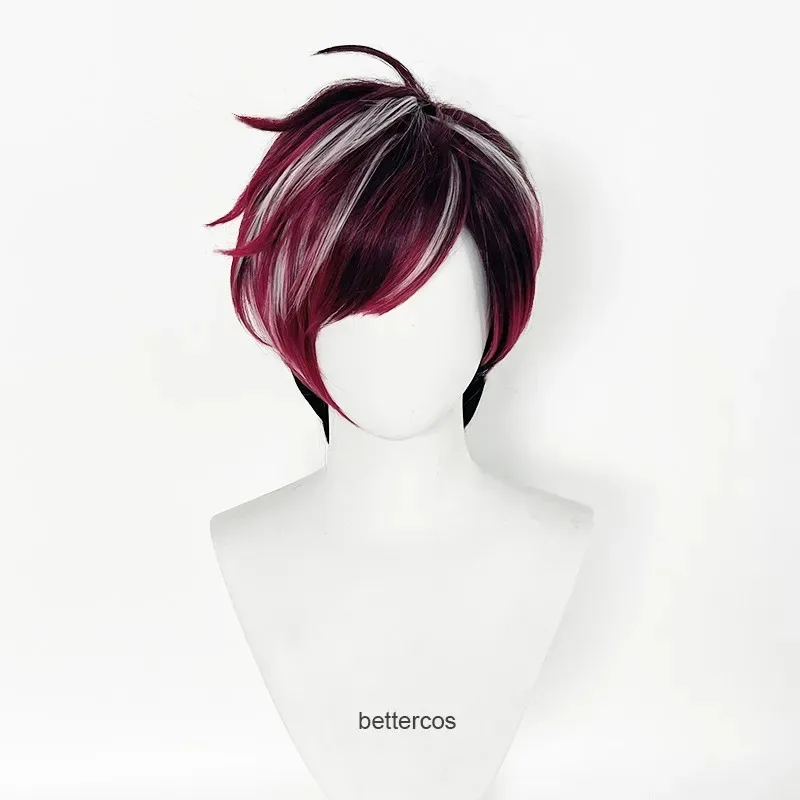 

Vtuber Nijisanjien EN7 XSOLEIL Vermillion Ver Cosplay Heat Resistant Hair Party Anime Wigs + Wig Cap