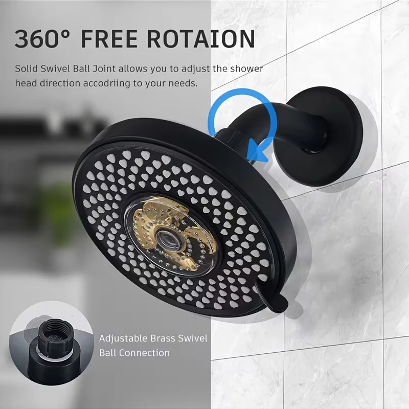 

12cm Large Panel Boost Shower Head 2 Modes Adjustable High Pressure Shower Head with Silicone Nozzles Bathroom Accessories