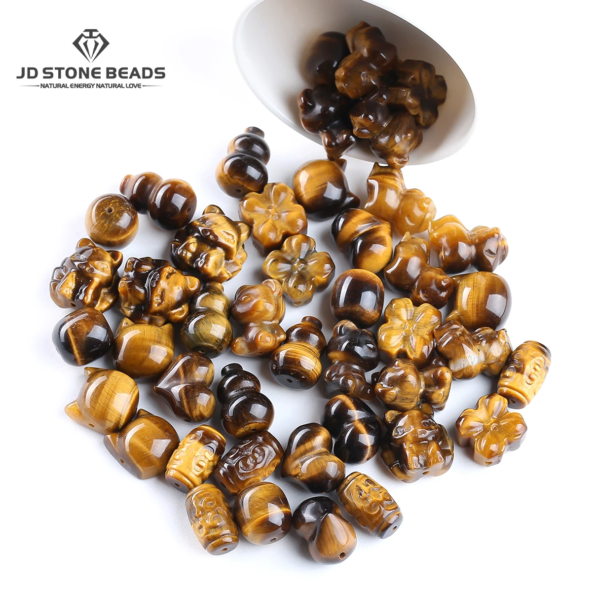 

1 Pc Natural Yellow Tiger Eye Stone Carved Heart Cat Shape Bead Charms for Jewelry Making DIY Bracelet Necklace Accessories