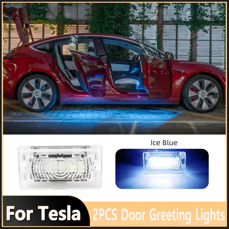 2PCS Auto Interior LED Light Kit LED Welcome Step Courtesy Projector Light Replacement Light Bulbs for Tesla Model S/X