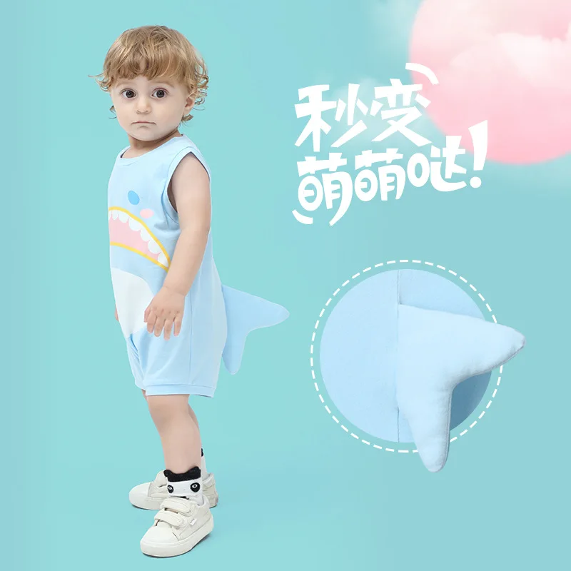 Summer Newborn Baby Clothes Girls Boys Toddler Sleeveless Shark Design Outfits Toddler Infant Onesie Playsuits Baby Costume