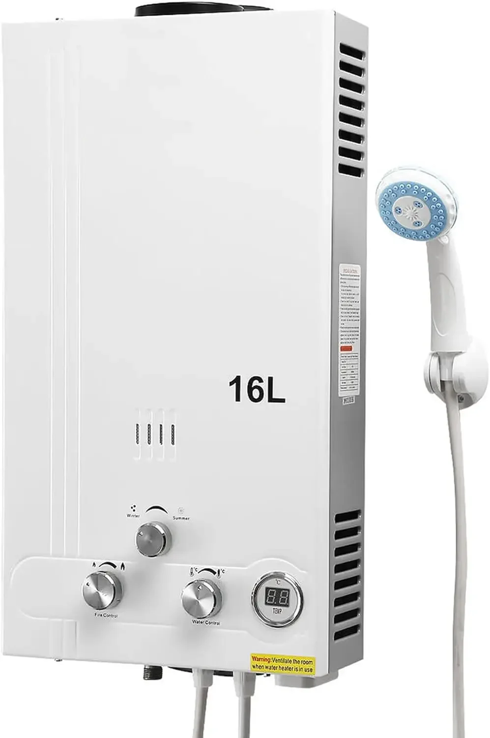 4.23 GPM Tankless Water Heater Natural Gas, 16L Instant Hot Water Heater, Digital Display Gas Water Heater, w/Shower Head